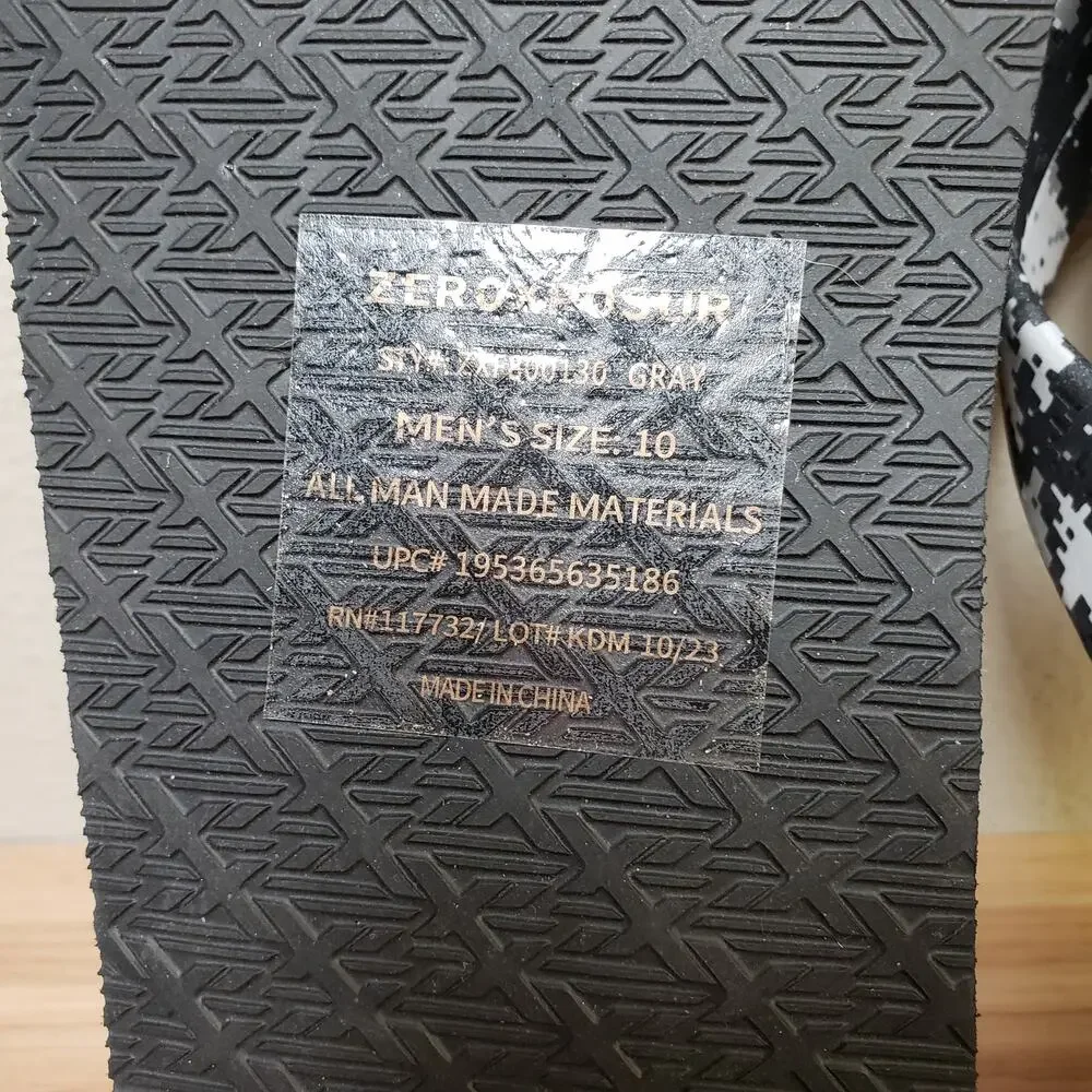 ZeroxPosure Men's Size 10 Wide Strap Flip Flop Sandals Black Gray Camo Print NWT